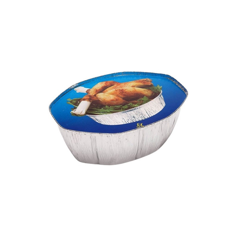 TAPA Envase Alum Pollo 2600cc 125 x 4 Ovalado